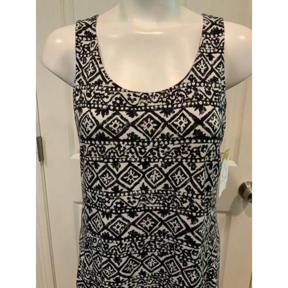 Lauren Ralph Lauren Black & White Geometric Sleeveless Trapeze Midi Dress Size M - Picture 2 of 7